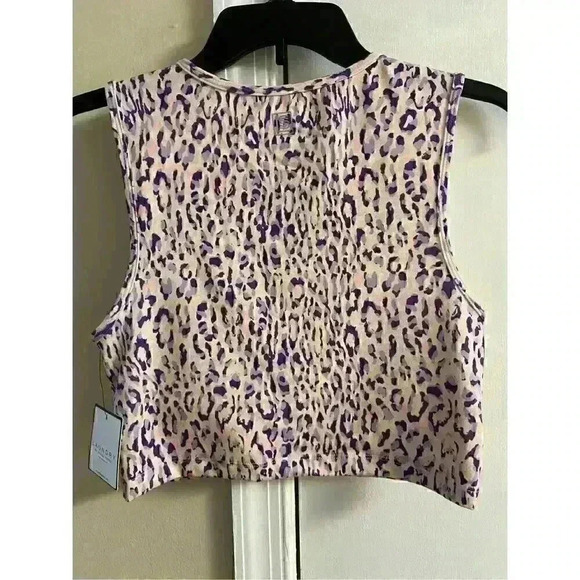 LAUNDRY BY Shelli Segal Pink/Purple Crop Sports Top With Attached Bra, Medium. - Picture 2 of 4
